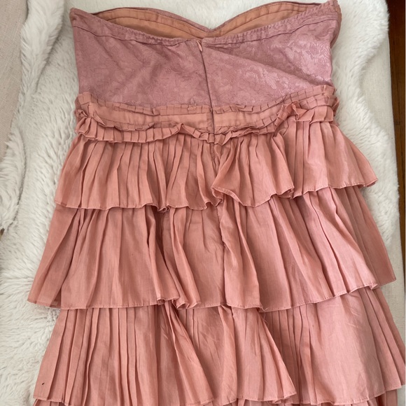 Strapless pink cotton and silk mini dress - Picture 3 of 10